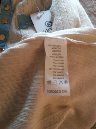 Vestido GIOLLI malha bege e azul tam Único