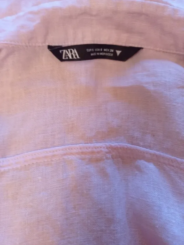 Camisa Zara Rosa Talla S ,de lino