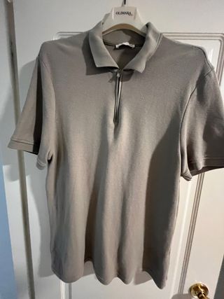 Camiseta Polo Zara Hombre Beige Talla M