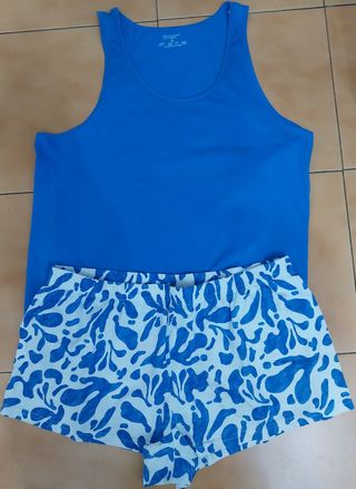 Pijama Verano Primark Azul y Blanco Talla XL