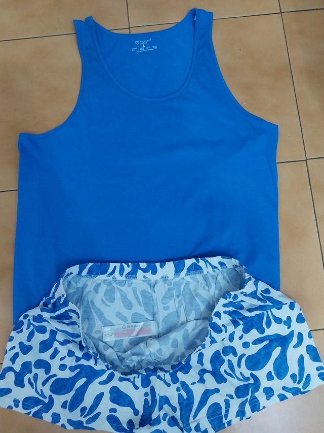 Pijama Verano Primark Azul y Blanco Talla XL
