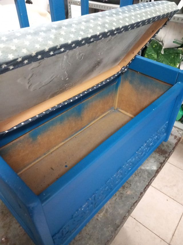 Asiento baúl infantil azul