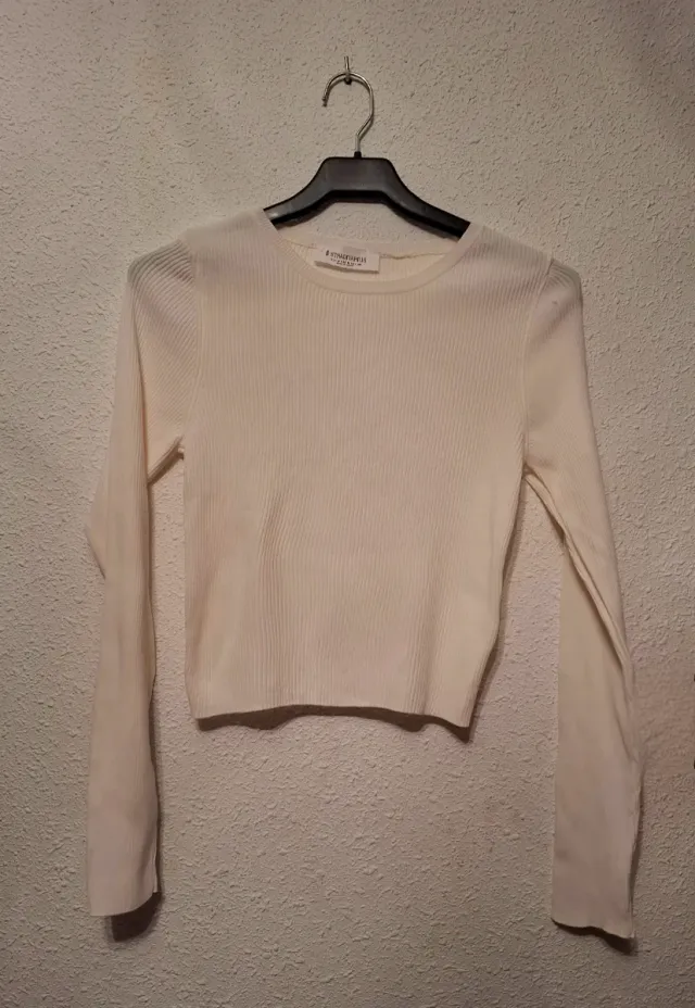 Jersey blanco manga larga espalda descubierta