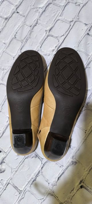 Zapatos Drucker piel beige/dorado nuevos