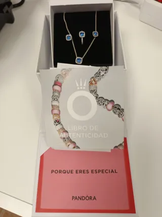 Pandora Collar y Anillo Azul y pendientes