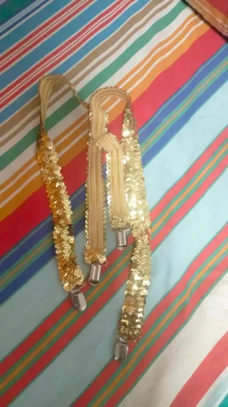 Tirantes dorados con lentejuelas con gomas