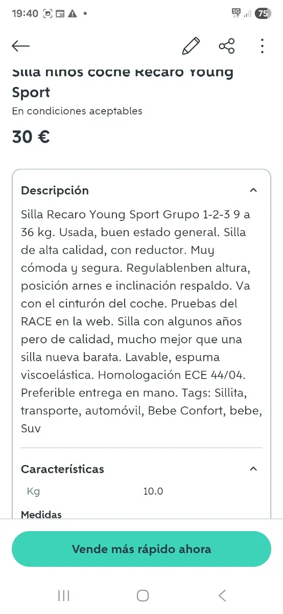 Silla coche Recaro Young Sport