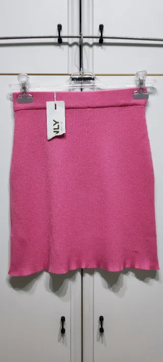 Minigonna in maglia rosa taglia S