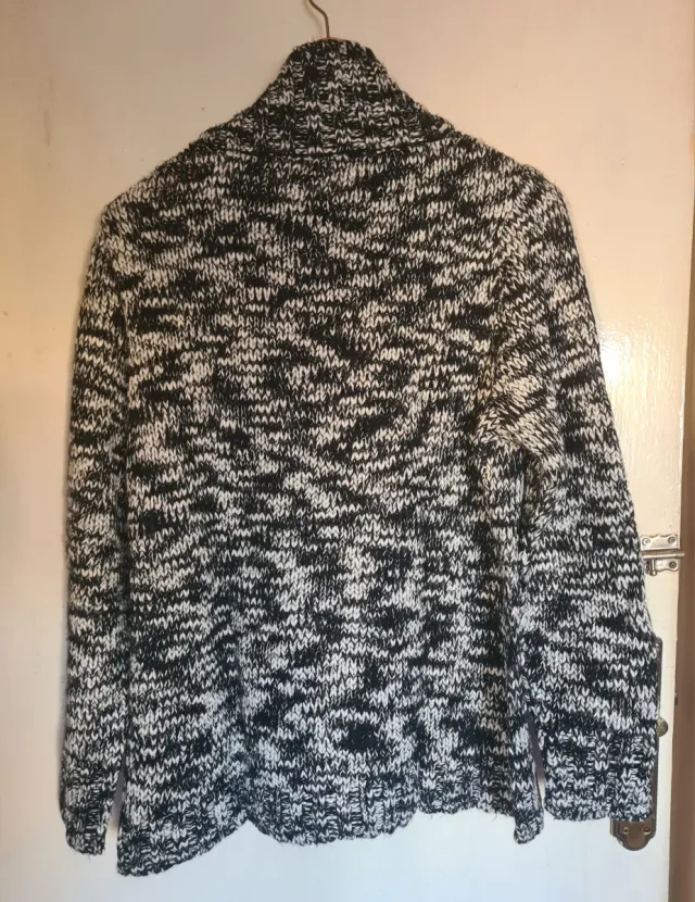 Chaleco Yessica Lana Blanco y Negro Talla L