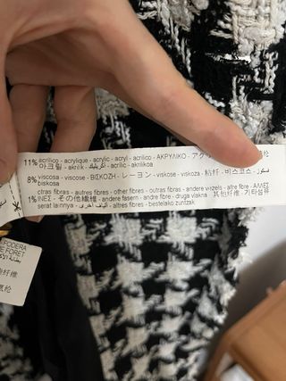 Elegante Abrigo cuadros blanco y negro Zara XS