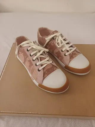 Zapatillas Beppi Lona y Piel Rosa
