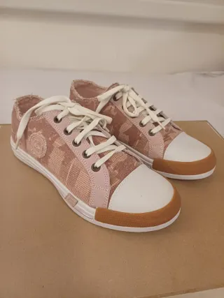 Zapatillas Beppi Lona y Piel Rosa