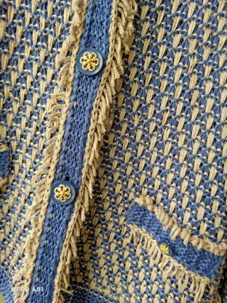 Chaqueta de punto beige y azul Talla XL