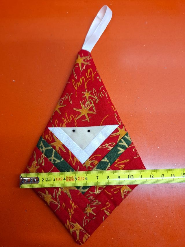6 Adornos Navideños Santa Patchwork Hechos a Mano
