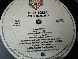 Vinilo Chick Corea Three Quartets Jazz