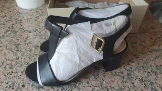 Sandalias Clarks Tacón Mujer Talla 38 Negras