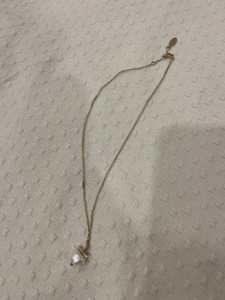 Collar Salvatore de plata Oro Bañado Perla Blanca