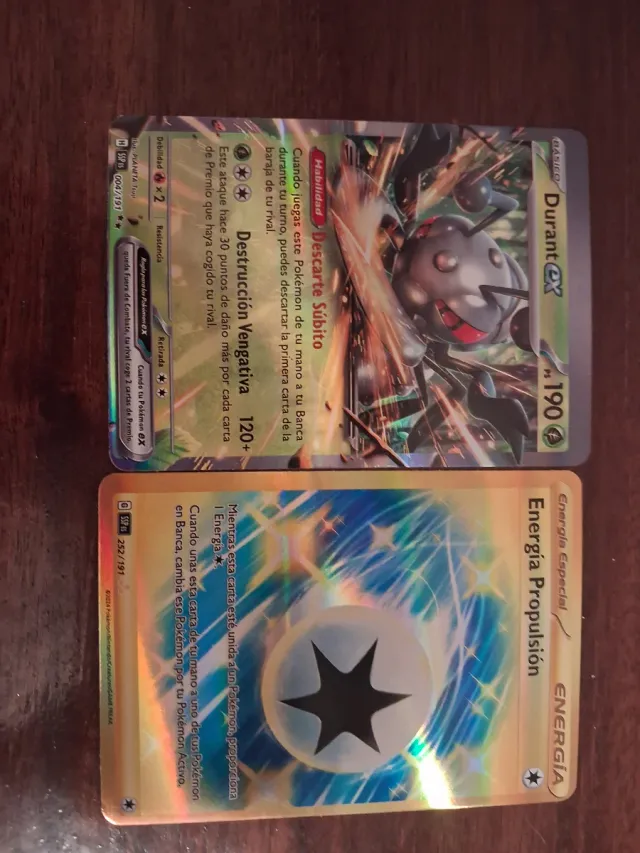 Cartas Pokémon Durant EX y Energía Propulsión