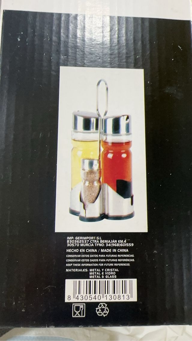 Set Vinagreras Metal y Cristal