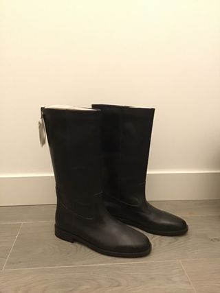 Botas altas de piel zara