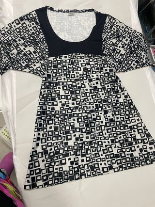 Vestido estampado cuadros blanco y negro