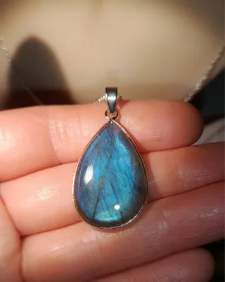 Colgante Labradorita Azul Cadena 925