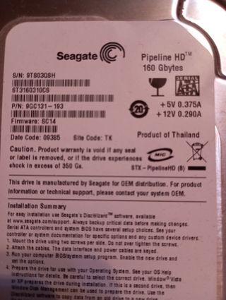 Disco Duro Seagate 160 GB PC Sobremesa