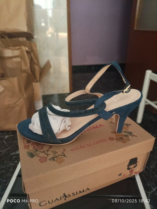 Sandalias fiesta tacón Guapissima azul