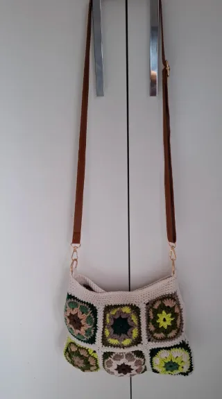 Bolso crochet cuadros granny multicolor