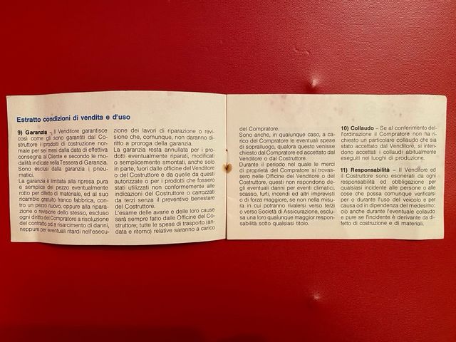 Libretto Garanzia d’epoca Piaggio Ciao Bravo 