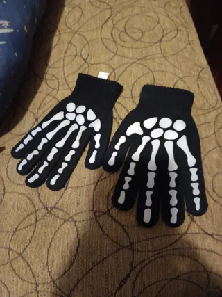 Guantes esqueleto Halloween talla de 5 a 7 años