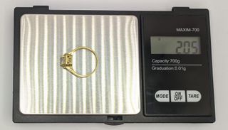 Solitario de oro de 18k circonitas, 2.05 g, T-16.