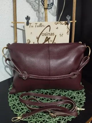 Bolso Piel Burdeos The Genuine Leather