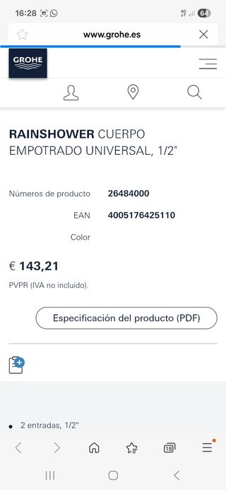 GROHE empotrado Rainshower