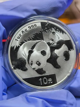 Moneda 1 Onza Plata  Panda 2008