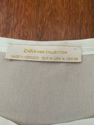 Camiseta Zara Beige y Negra Talla M