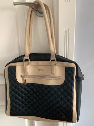Bolso de hombro BISSU negro y beige