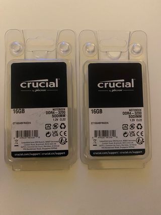 2 módulos de memoria Crucial 16GB DDR4-3200 SODIMM