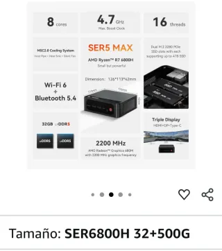 Mini PC Beelink SER5 MAX Negro