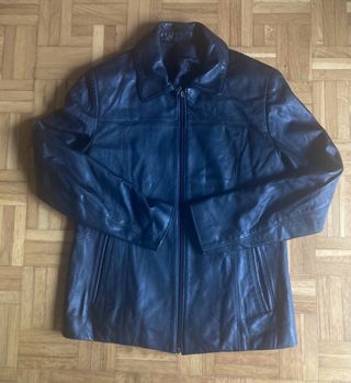 Chaqueta Cuero Biker Vintage Negra