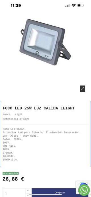 Foco LED Exterior 25W Luz fría Leight