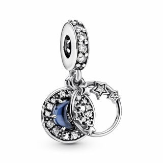 Pandora Charm Luna y Estrellas Azul Plata