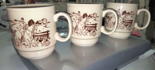 Set di 3 tazze inglesi beige e marroni