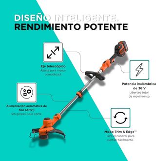 Recortadora Césped Black+Decker 36V Inalámbrica