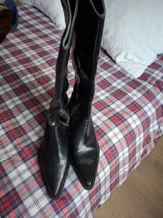 Botas Zara Piel Negras Talla 39