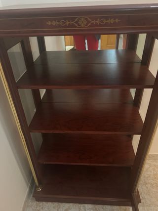 Mueble recibidor madera y cristal con almacenaje