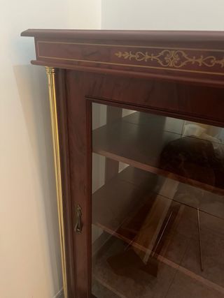 Mueble recibidor madera y cristal con almacenaje