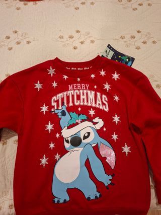 Sudadera Disney Stitch Roja Navidad Talla M