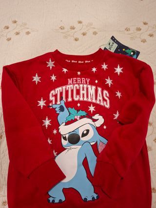 Sudadera Disney Stitch Roja Navidad Talla M