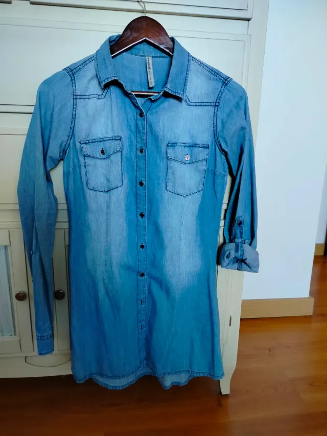 Vestido camisero Stradivarius azul